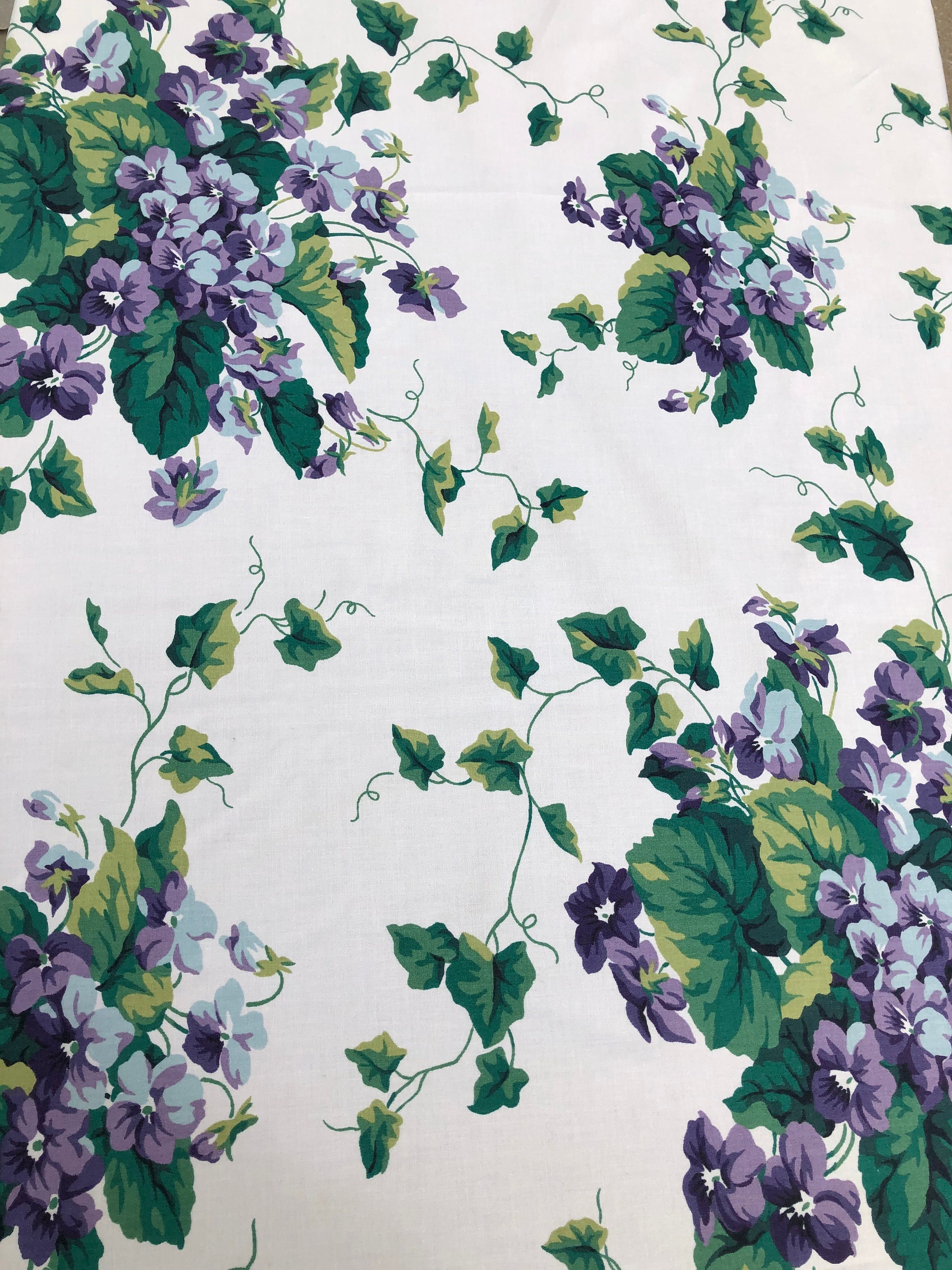 Vintage Chintz Floral fabric Violets yardage by the yard Etsy