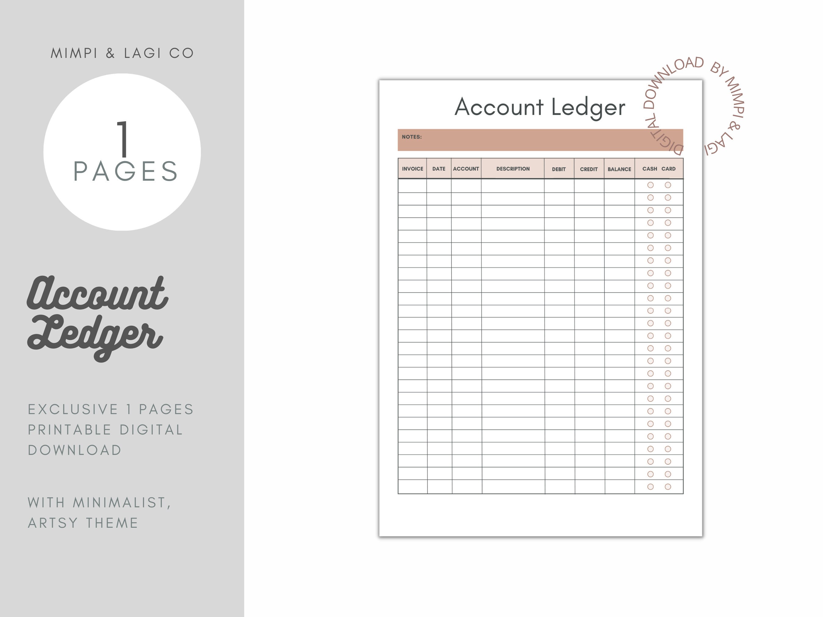 Accounting Ledger Personal Finance Template Bookkeeping - Etsy