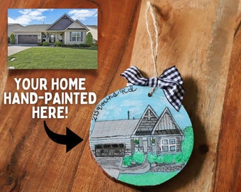 Custom House Ornament, Custom House Portrait, New House Gifts, Housewarming Gift, House Painting, Wood Slice Christmas Ornament, First Home