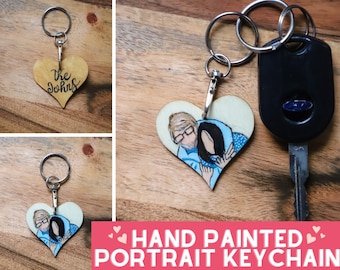 Custom Keychain, Custom Portrait Keychain, Custom Couple Portrait Keychain, Personalized Keychain, Family Keychain, Photo Keychain, Faceless