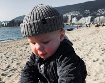 Baby Fisherman Beanie - Grey. Toddlers Beanie. Baby Beanie Hat