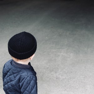 Baby Fisherman Beanie Black. Toddlers Beanie. Baby Beanie Hat image 3