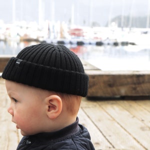 Baby Fisherman Beanie Black. Toddlers Beanie. Baby Beanie Hat image 2