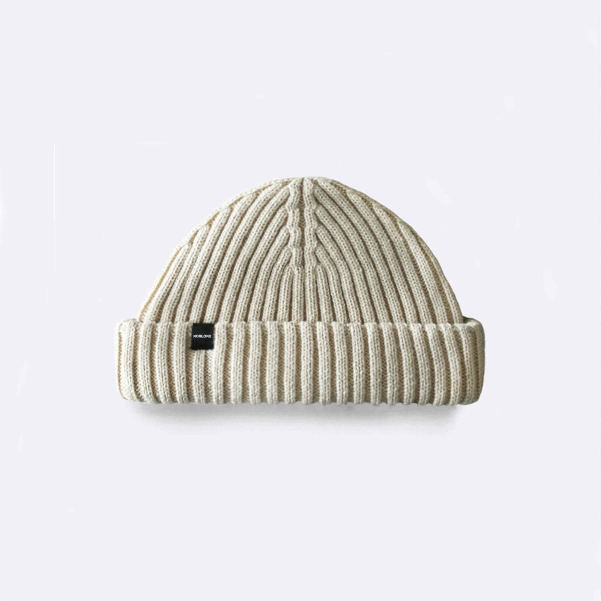 Mustard Yellow Merino Wool Fisherman Beanie - Ribbed Knit 