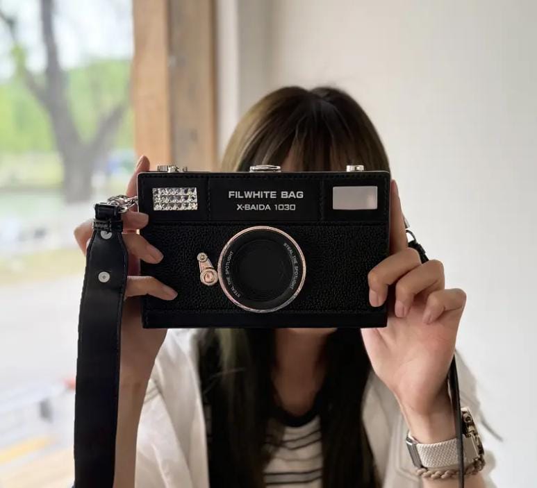Vintage Camera Crossbody Bag: Retro Mini Shoulder Bag With Glitter