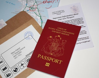 Passport for childrens's toys and companions- Personalised Toy Passport