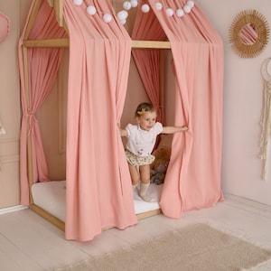 BED CANOPY CURTAINS , montessori bed canopy , house bed canopy , bed canopy for tent bed , tent cover montessori bed , montessori bed cover