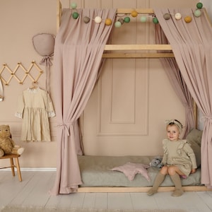 Montessori house bed curtains, canopy bed curtains, house bed curtains, House bed  cover, Montessori baldachin