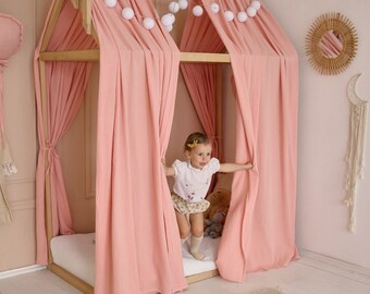 Tende a baldacchino per letto / Baldacchino per letto Montessori / Baldacchino per letto a forma di casa / Baldacchino per letto a tenda / Copertura per tenda Montessori / Copertura per letto Montessori