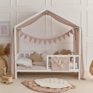 Toddler Bed Canopy | Montessori Bed Canopy | Nursery Bed Tent | Canopy for Kids House Bed | Playhouse Bed Decor | Toddler Room Decor