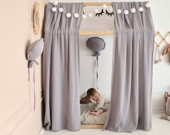 Canopy bed curtains | Montessori bed canopy made of muslin canopy for house bed, toddler bed cover