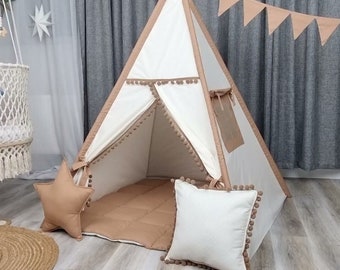 Play Tents & Playhouses | Kids Teepee Play Tent, Children&#39;s Tipi Zelt Kinder, Pretend Play Tent, Playhouse, Play Tent for Kids