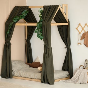 Boho Toddler Bed Canopy, Nursery Room Must-Have for a Magical Space | Boho Bed Canopy, Nursery Room Decor, House bed canopy, Muslin Canopy