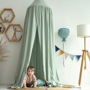 CANOPY SAGE GREEN muslin canopy , nursery canopy , cotton crib cover , cozy nursery canopy , baldachin , baby crib cover , cotton canopy