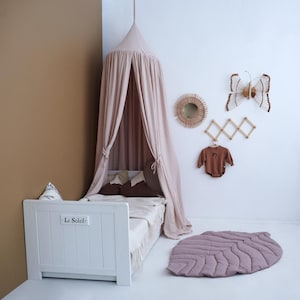 Beige Muslin Canopy | Cotton Crib Cover, Nursery Baldachin, Soft Reading Corner Tent