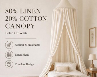 Off White Linen Canopy for Crib | Boho Hanging Nursery Canopy