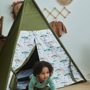 Green teepee Teepee tent for kids, 1st birthday girl gift, indoor playzone, Play Tents Indoor for Boys & Girls, Teepee tent kids image 4