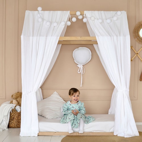 HOUSE BED CANOPY 3 Muslin Canopy for House Bed Toddler Bed Etsy