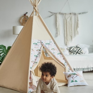 Safari Tipi Zelt für Kinder | Spielzelt mit Matte | Geschenk zum 2. Geburtstag | Spielhaus für Jungen & Mädchen