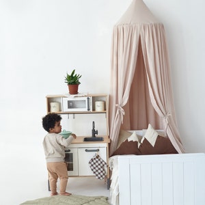 Beige Muslin Canopy | Cotton Crib Canopy, Nursery Baldachin, Reading Nook Tent for Baby Room