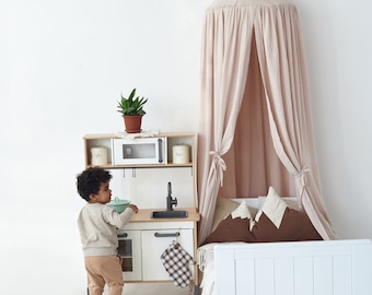 Beige Muslin Canopy | Muslin Crib Canopy, Nursery Baldachin, Reading Nook Tent for Baby Room