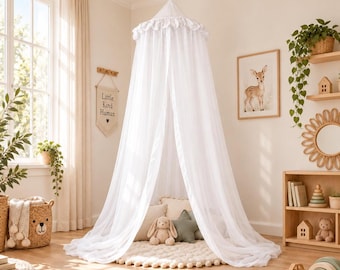 Sheer Chiffon Canopy for Crib | Boho Hanging Nursery Canopy for Reading Nook