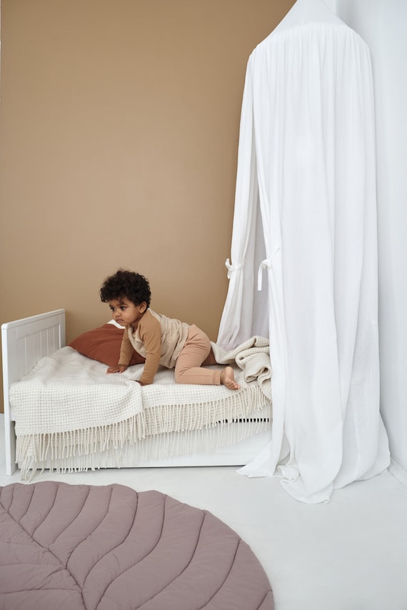 BED CANOPY White Muslin Canopy Nursery Canopy Cotton Crib
