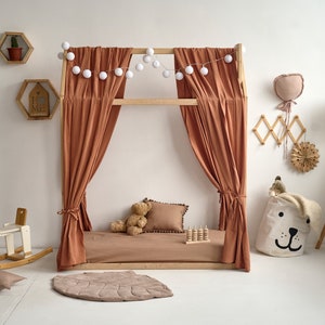 Muslin Canopy, Toddler Bed Canopy, Baby Bed Canopy, Montessori Canopy, Boho Bed Canopy, Nursery Room Decor, house bed canopy, Muslin curtain