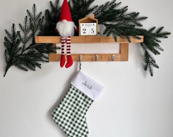 Christmas Stocking Personalized | Custom Embroidered Holiday Stocking | Large Christmas Stockings for Family | Classic Santa Stocking Gift