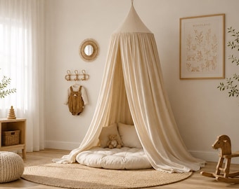Leinen Baldachin fürs Babybett | Boho Betthimmel fürs Kinderzimmer, Kinderbett