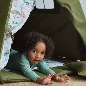 Teepee verde/tenda Teepee per bambini, regalo per il 1 compleanno, zona giochi al coperto, tende da gioco al coperto per ragazzi e ragazze, tenda Teepee per bambini immagine 2