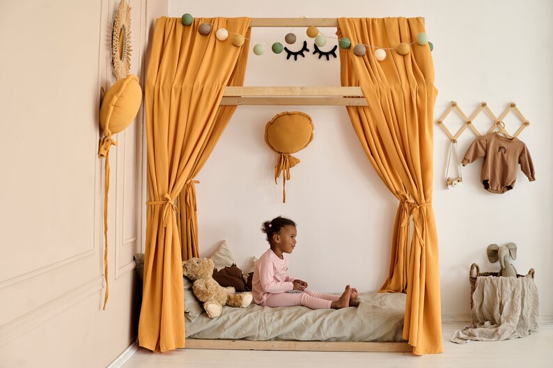 CANOPY Mustard Muslin Canopy for Torlers' House Bed Etsy