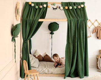 HOUSE BED CANOPY, Toddler bed canopy, Baby bed cover, Montessori bed canopy, Nursery Room Decor, Reading Nook Canopy, Kids Bed Tent Canopy