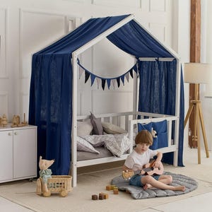 Toddler Canopy for Bed | Montessori Canopy for Kids | Canopy for Toddler House Bed | Nursery Bed Tent | Playhouse Bed Decor
