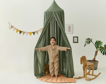 Baby Crib Canopy | Linen Hanging Canopy for Nursery | Ceiling Canopy for Baby Crib | Nursery Décor Canopy | Play Tent Canopy for Kids Room