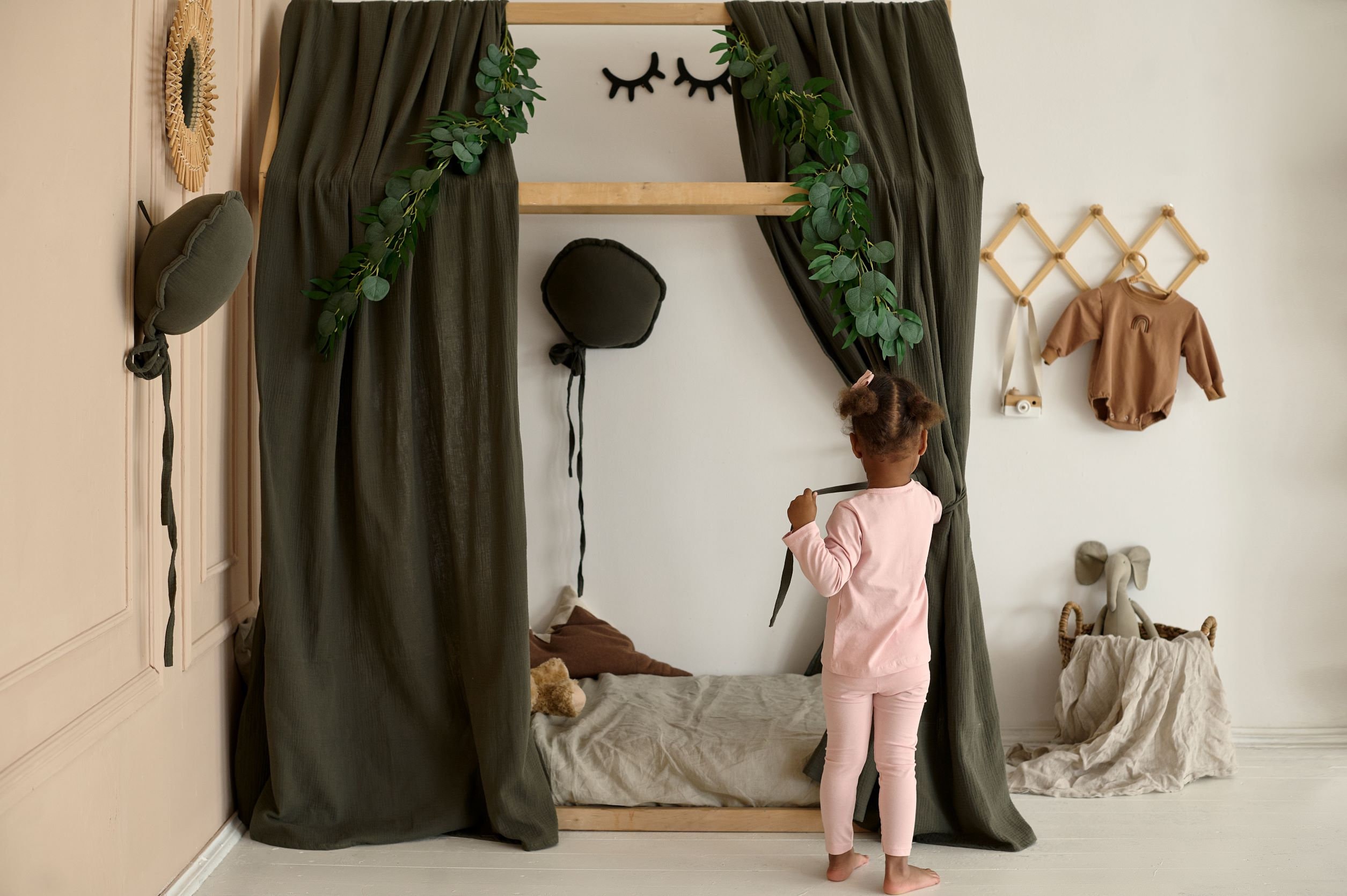 HOUSE BED CANOPY Dark Green Muslin Canopy for Toddlers' Etsy