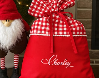 Personalized Santa Sack – Large Christmas Sack, Custom Santa Bags, Christmas Gift Sack, Embroidered Christmas Sacks for Kids