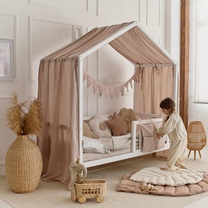 Montessori Bed Cover | Kids House Bed Canopy | Playhouse Bed Decor | Nursery Bed Canopy | Toddler Room Decor | Montessori Room Decor