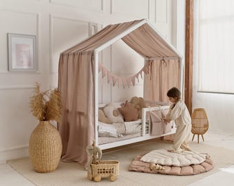 Copriletto Montessori / Baldacchino per letto a forma di casetta per bambini / Decorazioni per letto a forma di casetta / Baldacchino per letto per cameretta dei bambini / Decorazioni per cameretta Montessori