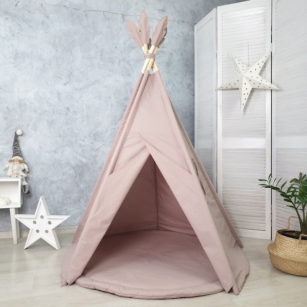 Teepee tent for kids , playhouse for kids , wigwam , tipi , kids playhouse , indoor playzone , neutral teepee print ,  taupe color teepee