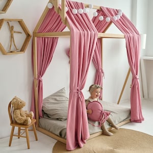 Canopy bed curtains , Bunk bed curtains , Kids bed canopy , Canopy bed , Boho curtains , Custom curtains , Boho bed canopy , Muslin canopy
