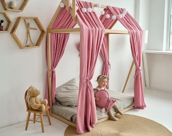 Canopy bed curtains , Bunk bed curtains , Kids bed canopy , Canopy bed , Boho curtains , Custom curtains , Boho bed canopy , Muslin canopy