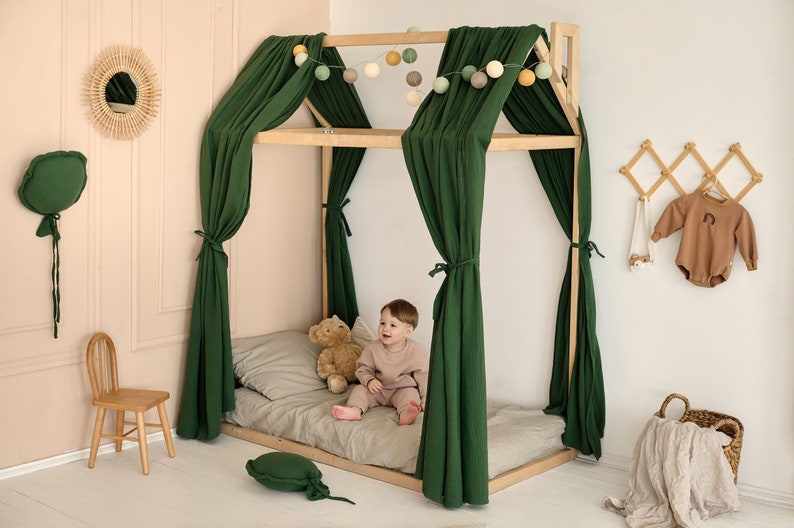 HOUSE BED CANOPY 3 Muslin Canopy for House Bed Toddler Bed Etsy