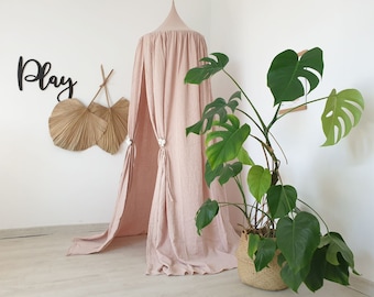 Pale Pink Muslin Canopy | Nursery Canopy for Crib or Toddler Bed, Montessori Bed Canopy, Baby Room Decor, Kids Reading Nook Tent