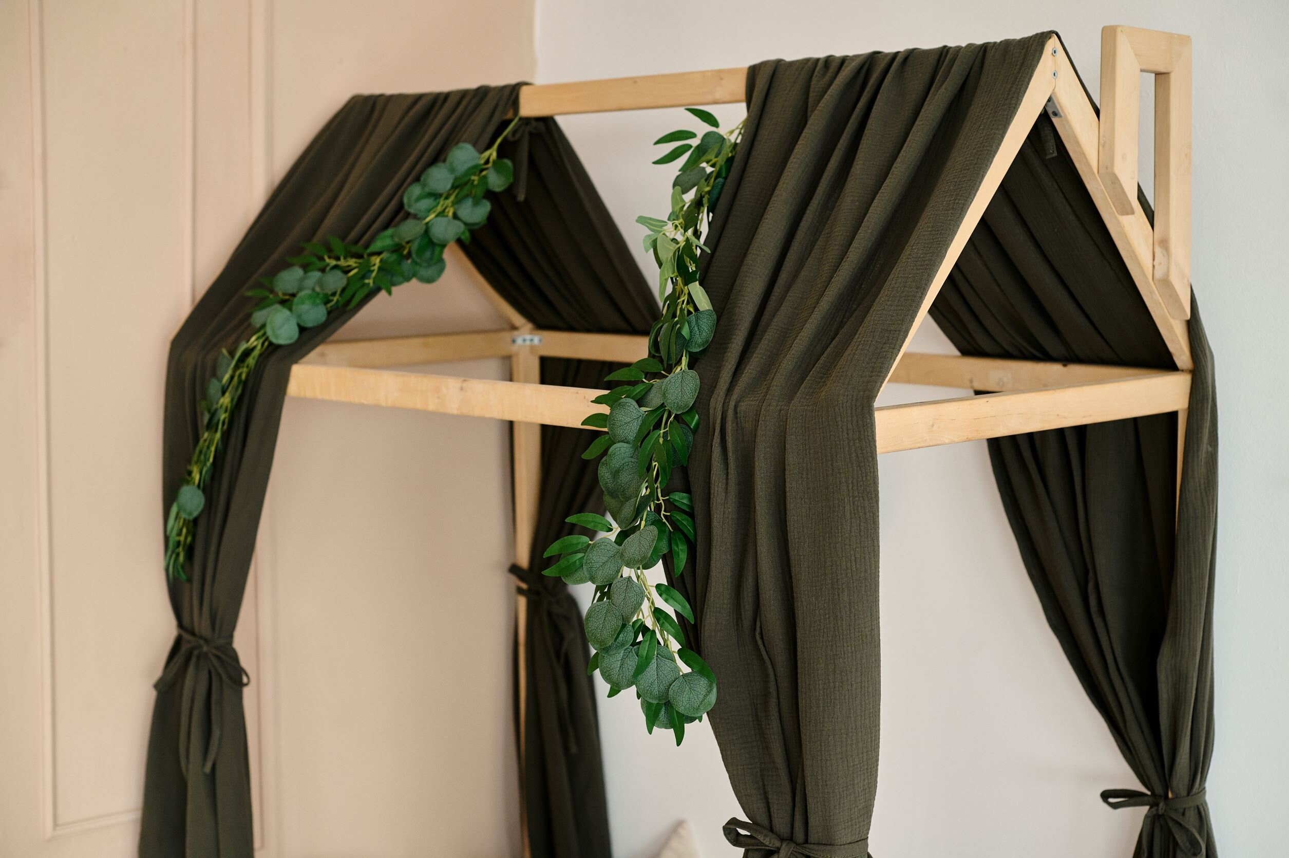HOUSE BED CANOPY Dark Green Muslin Canopy for Toddlers' Etsy