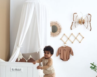 White Muslin Bed Canopy – Nursery Crib Cover, Baby Baldachin, Cozy Muslin Canopy for Nursery or Kids Room