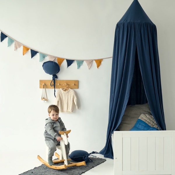 Navy canopy | Nursery blue canopy, Blue crib tent, Blackout canopy for crib, Boys play canopy, Nursery cot canopy, Canopy for house bed