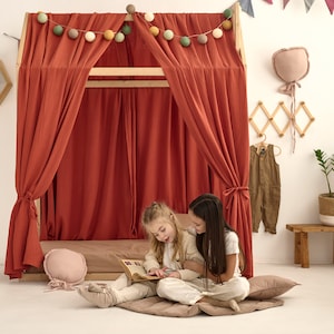 Baldacchino per letto Montessori, letto a baldacchino, letto da terra Montessori, tende per letto a baldacchino, baldacchino per letto a forma di casa, baldacchino per letto per bambini, letto da terra per bambini piccoli