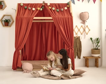 Montessori bed canopy , canopy bed , montessori floor bed , canopy bed curtains , house bed canopy , kids bed canopy , toddler floor bed