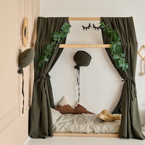 Montessori bed canopy Muslin curtain for toddlers' house bed, toddler bed canopy, House bed  cover, Montessori house bed canopy